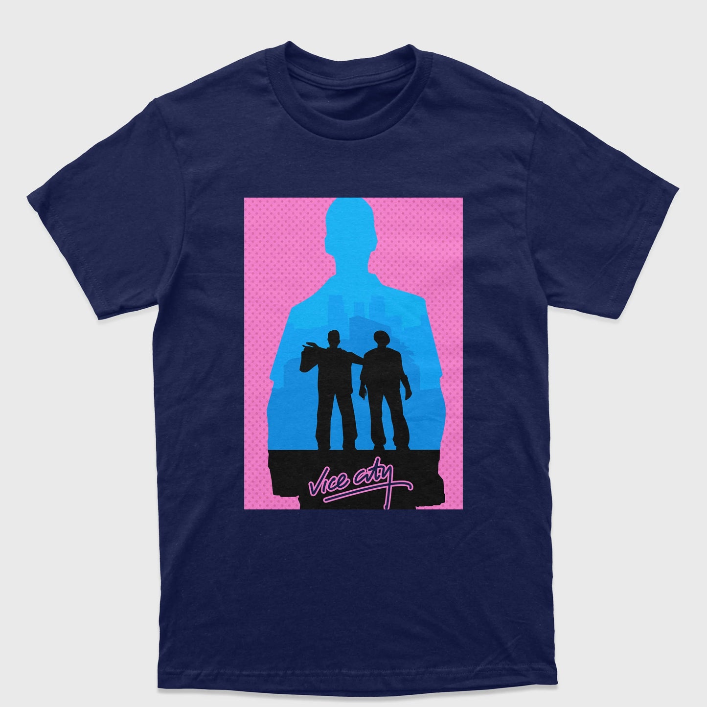 Camiseta Básica Unissex Vice City GTA Game-AZUL BEBE