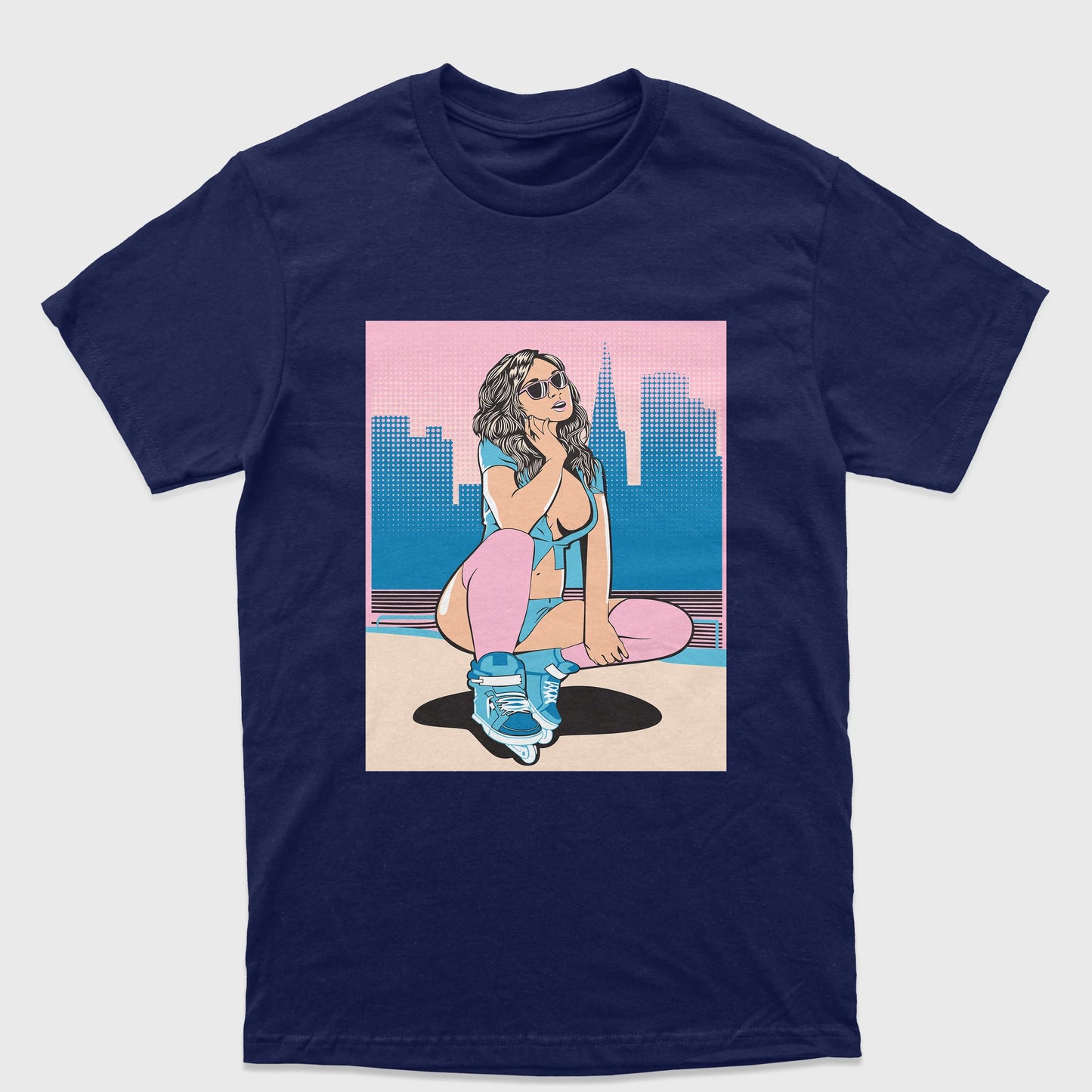 Camiseta Básica Unissex Grand Theft Auto Woman-AZUL MARINHO