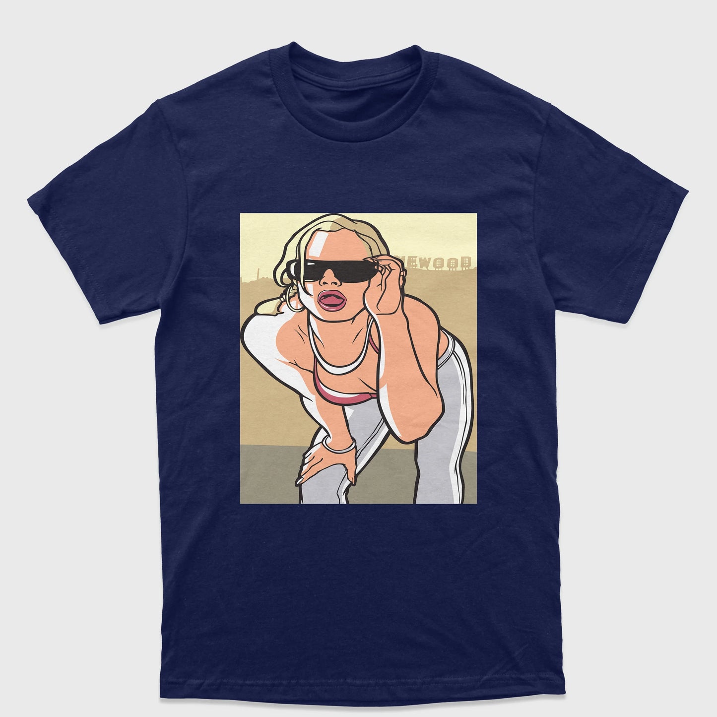 Camiseta Básica Unissex Grand Theft Auto Woman Logo-AZUL MARINHO