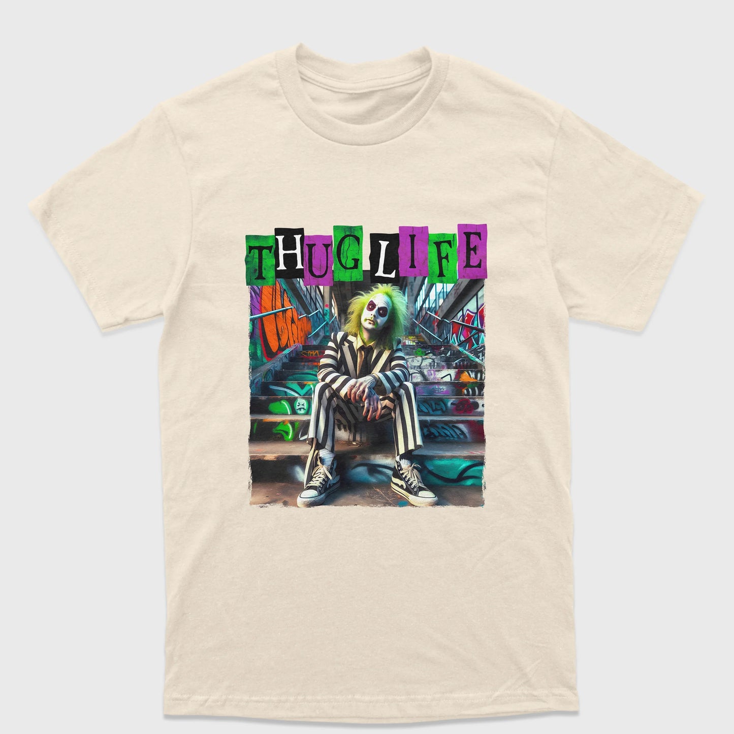 Camiseta Básica Unissex Beetlejuice ThugLife Stairs