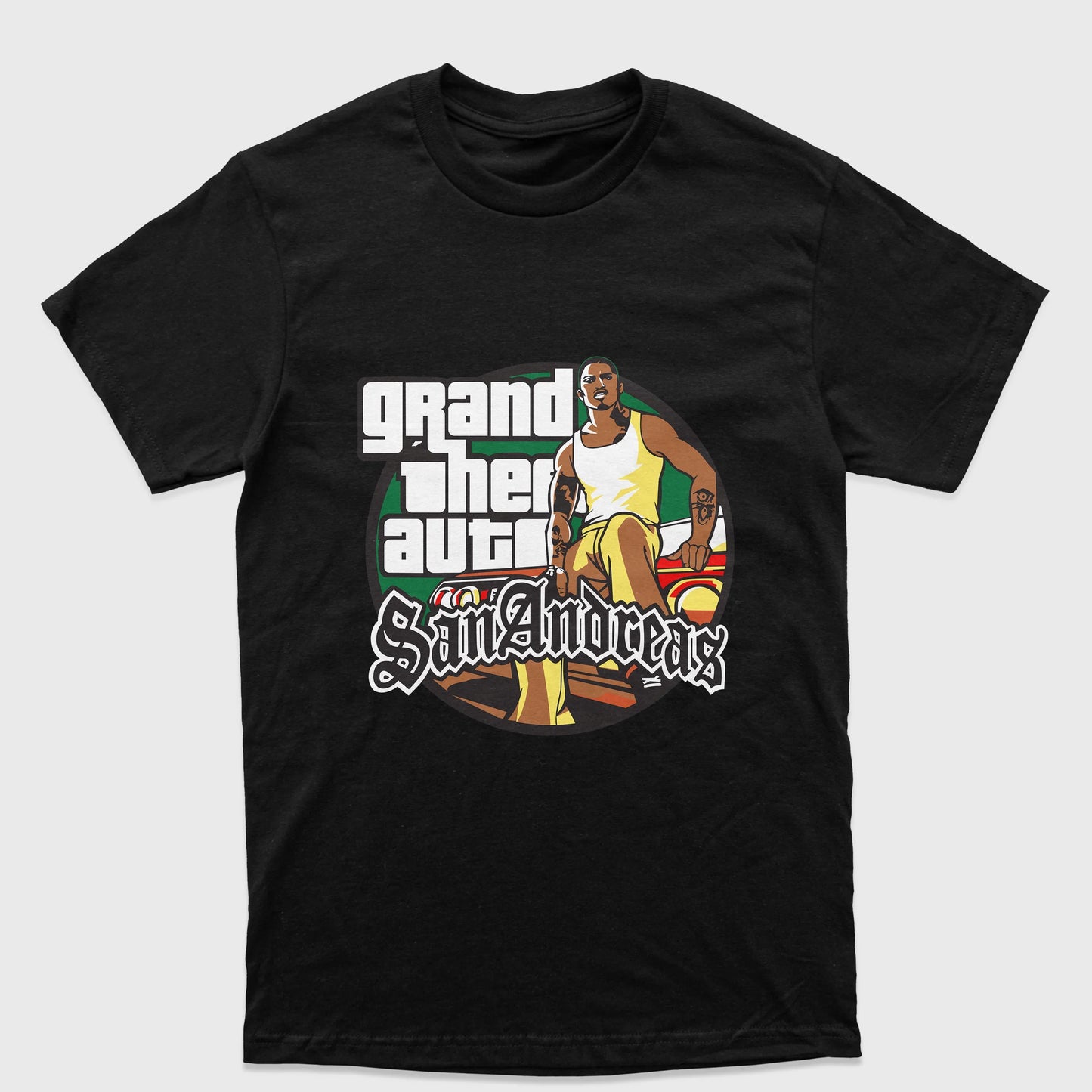 Camiseta Básica Unissex Grand Theft Auto San Andreas-PRETO