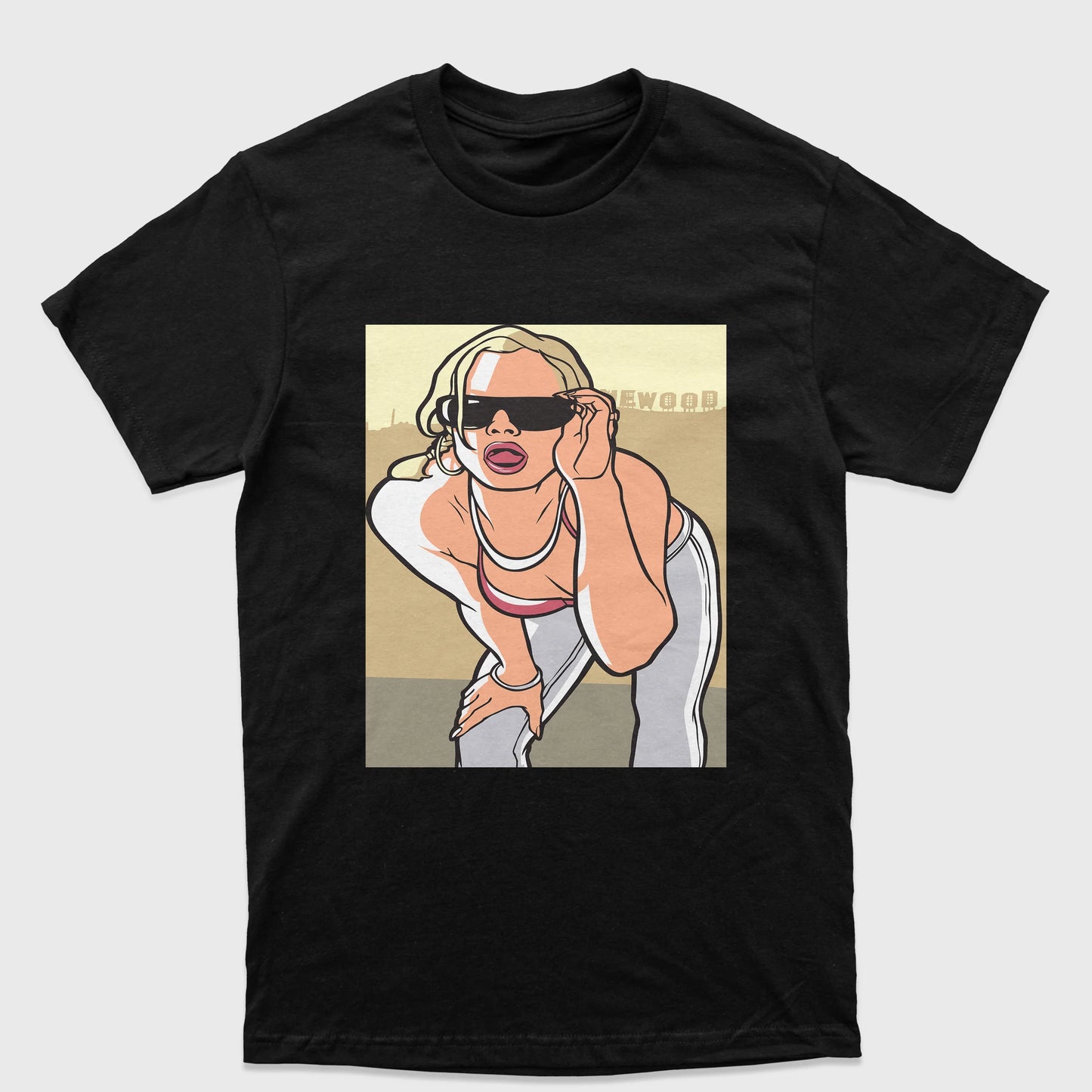 Camiseta Básica Unissex Grand Theft Auto Woman Logo-PRETO