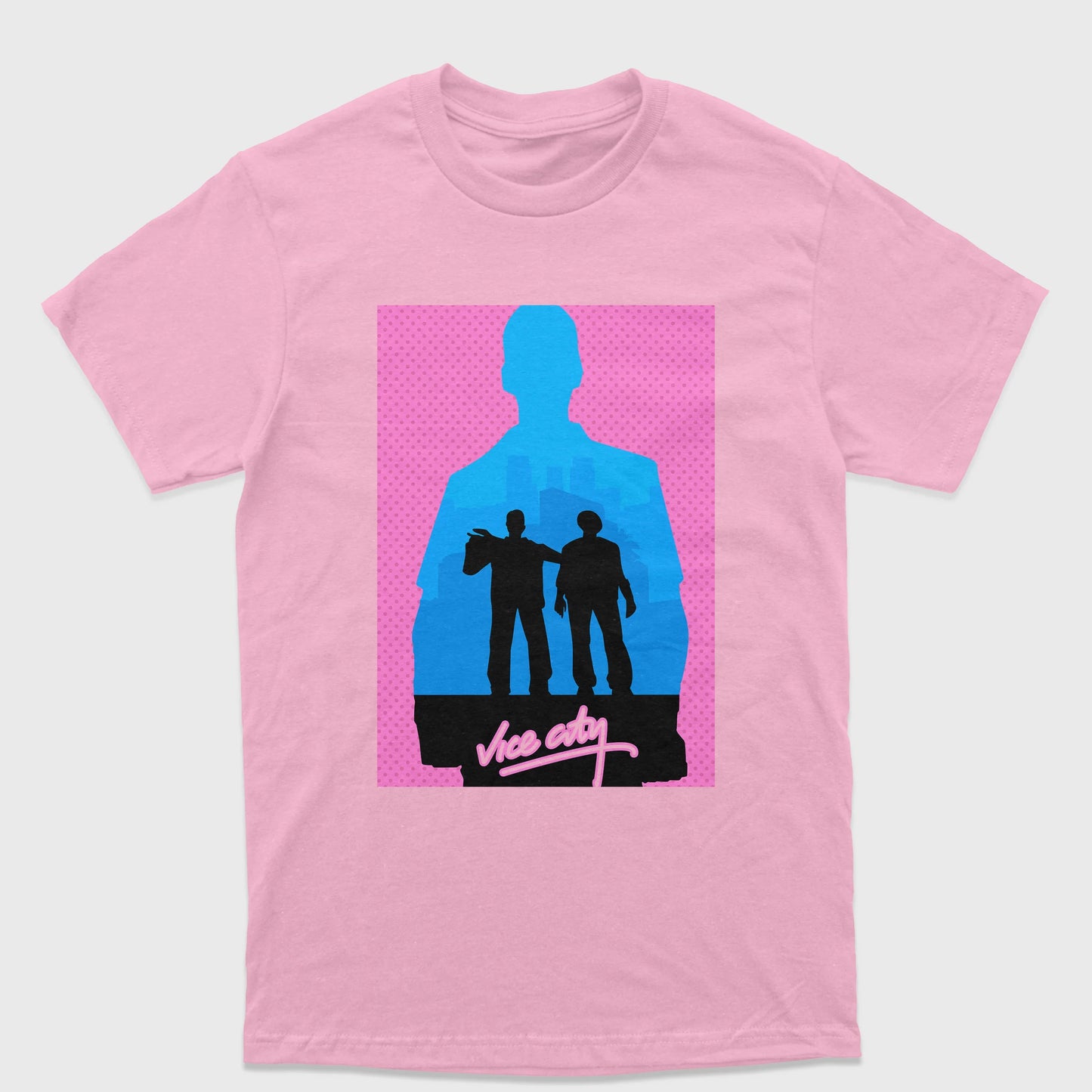 Camiseta Básica Unissex Vice City GTA Game-ROSA BEBE