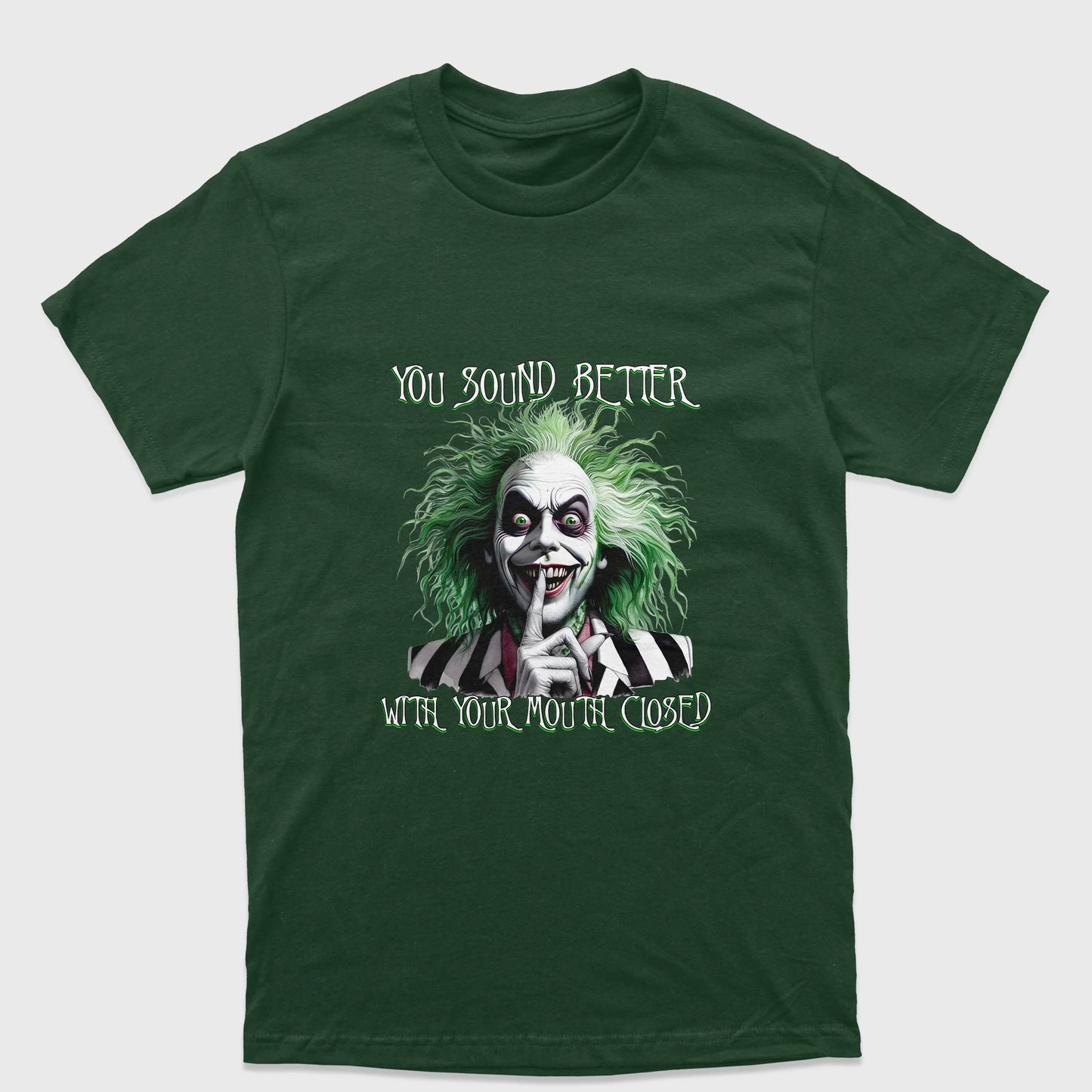 Camiseta Básica Unissex Beetlejuice You Sound Better With Your Mouth Closed