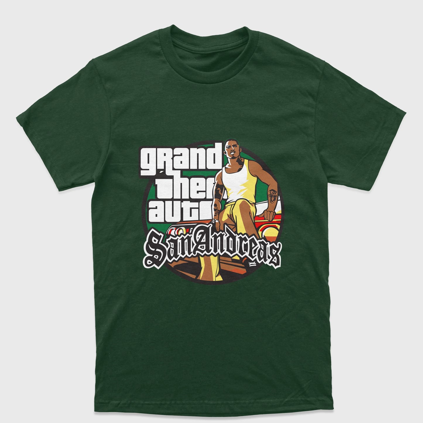 Camiseta Básica Unissex Grand Theft Auto San Andreas-VERDE