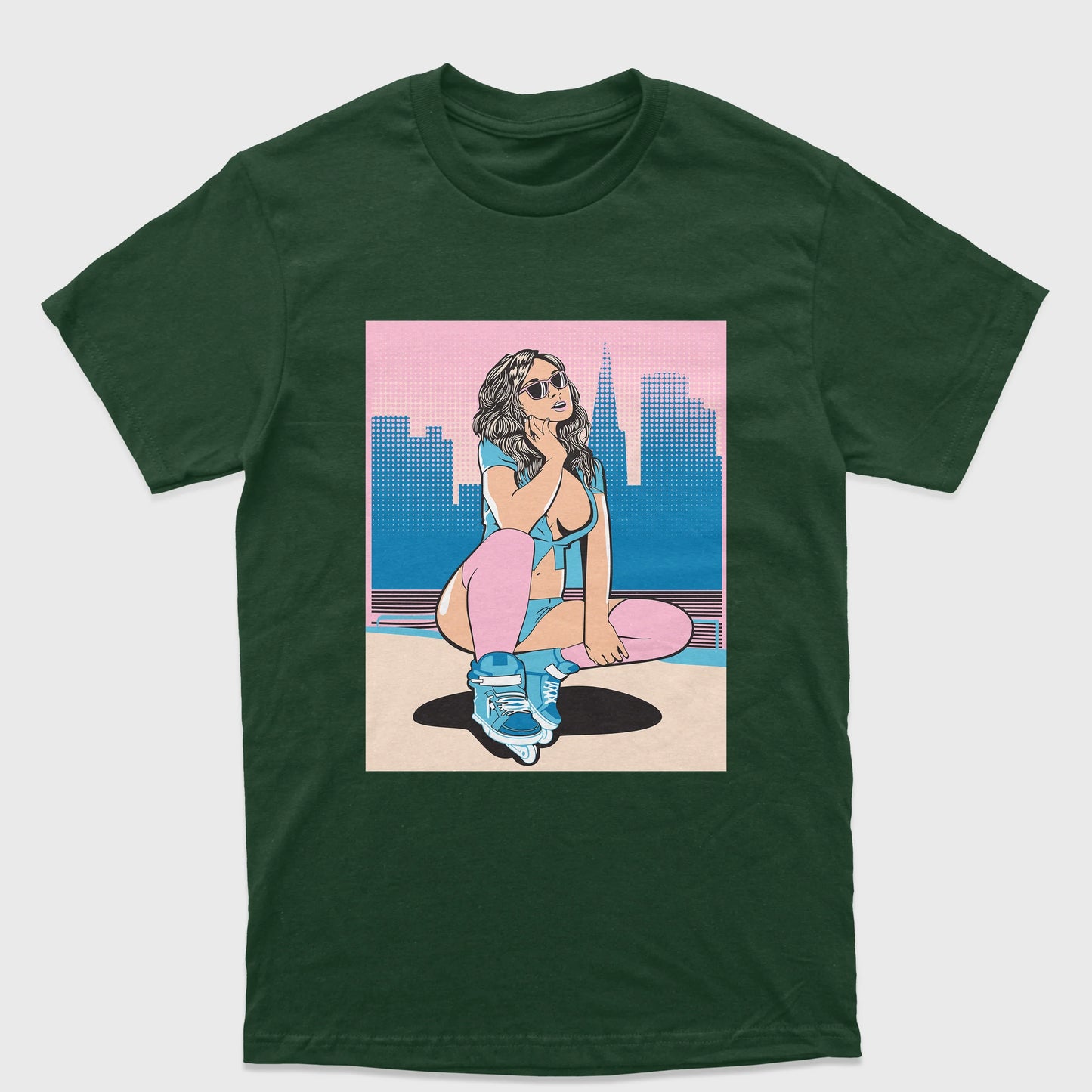 Camiseta Básica Unissex Grand Theft Auto Woman-VERDE