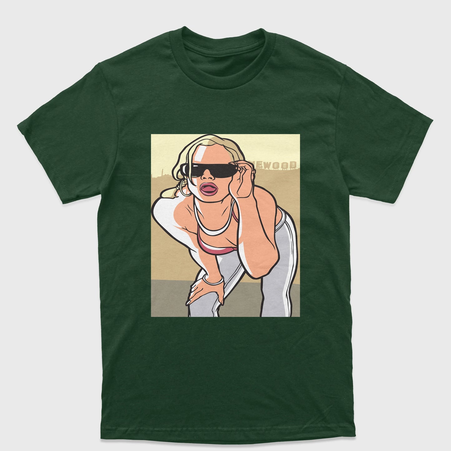 Camiseta Básica Unissex Grand Theft Auto Woman Logo-VERDE