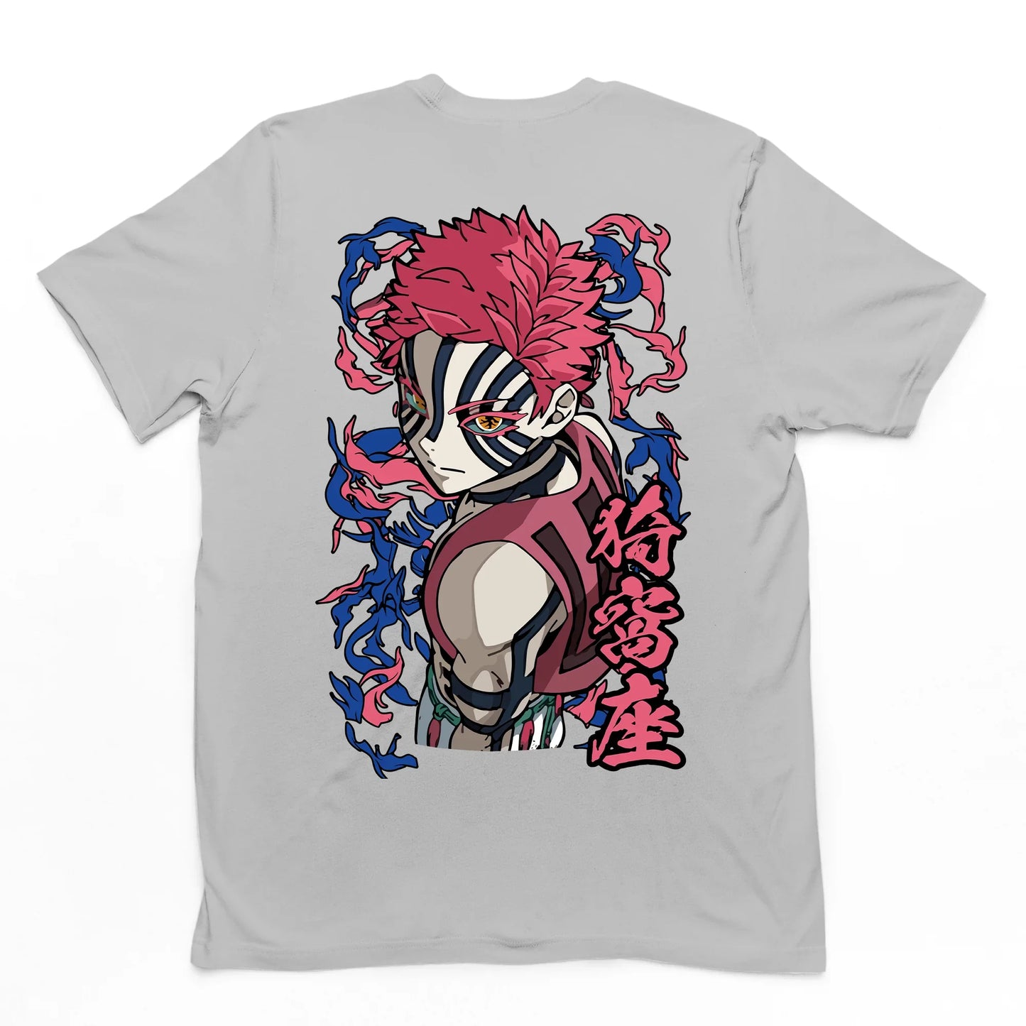Camiseta Básica Akaza Lua Superior Demon Slayer- cinza