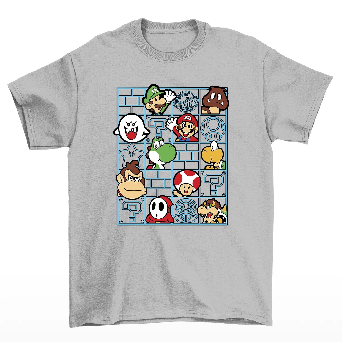 Camiseta Básica Personagens Mario e DK-cinza