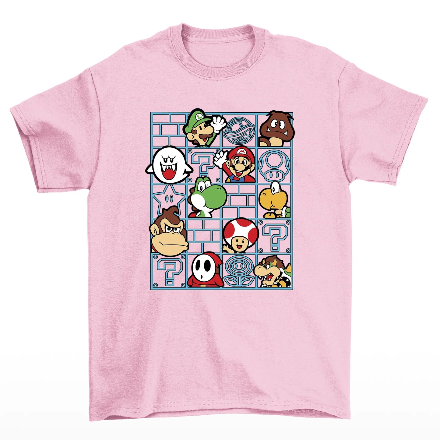 Camiseta Básica Personagens Mario e DK-rosa bebe