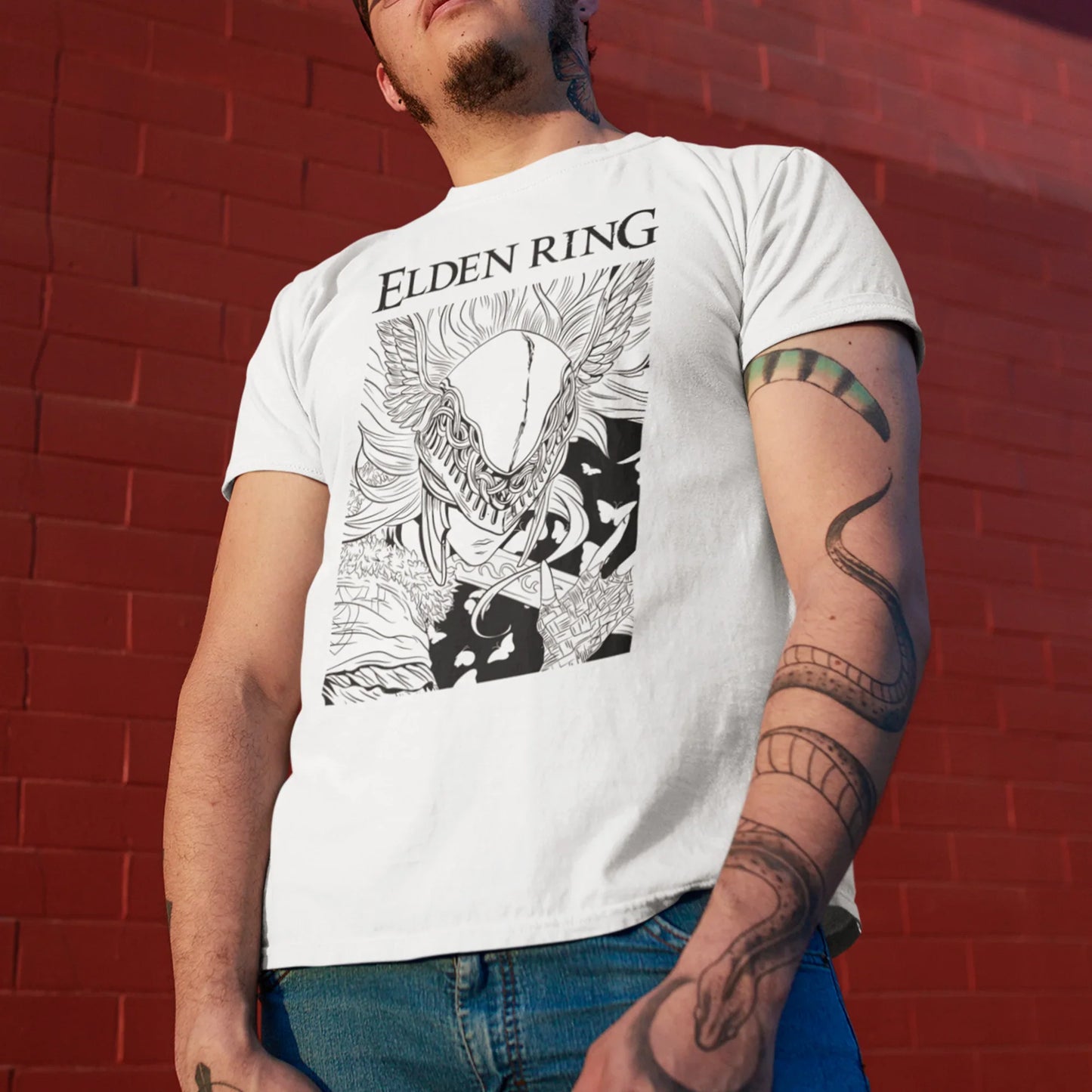 Camiseta Básica Malenia Elden Ring-branco