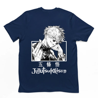 Camiseta Básica Azul Marinho Unissex Jujutsu Kaisen Fashion Gojo Satoru