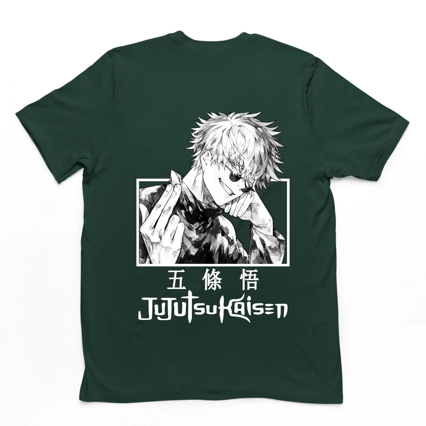 Camiseta Básica Verde Unissex Jujutsu Kaisen Fashion Gojo Satoru