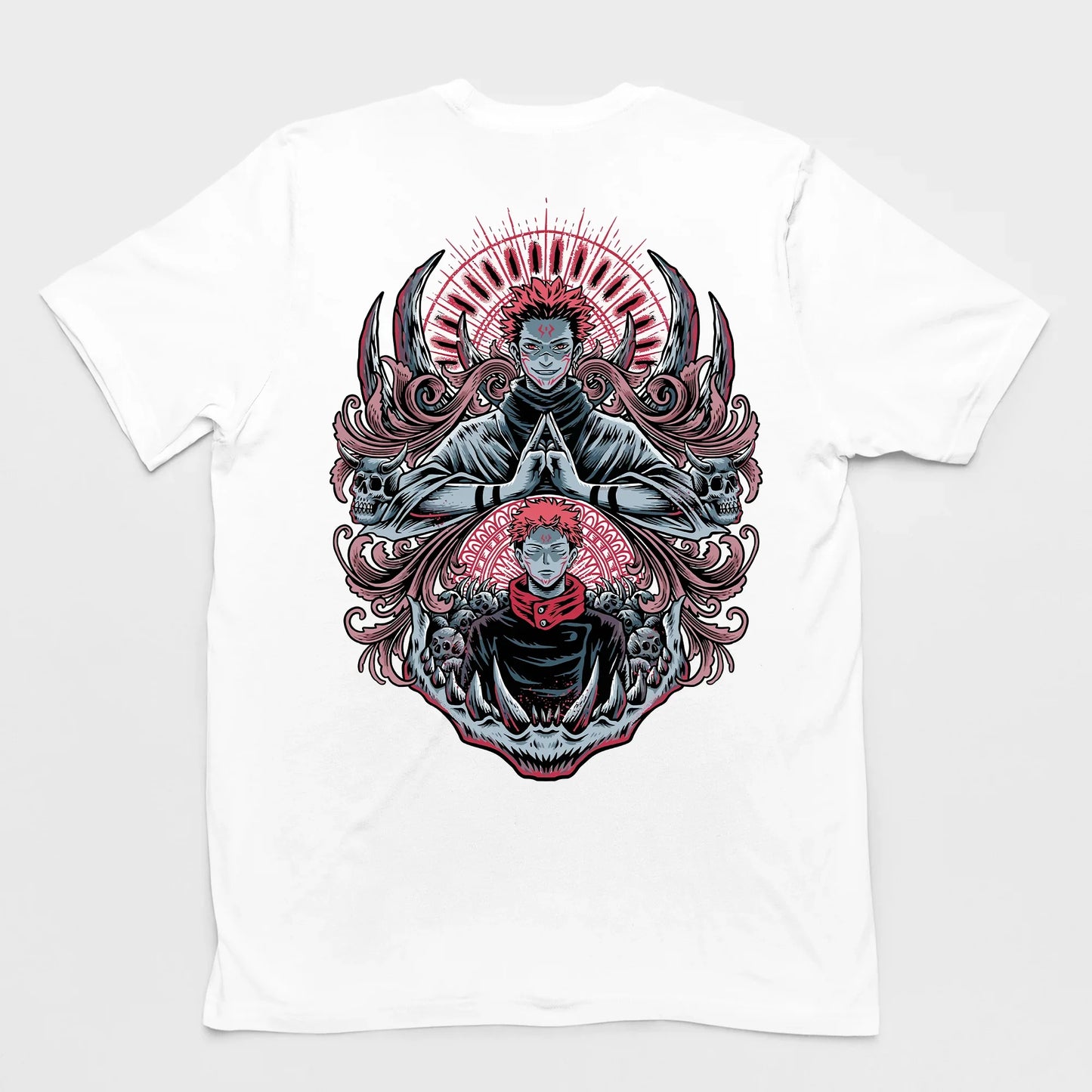 Camiseta Básica King of Curse Sukuna Jujutsu Kaisen - branco