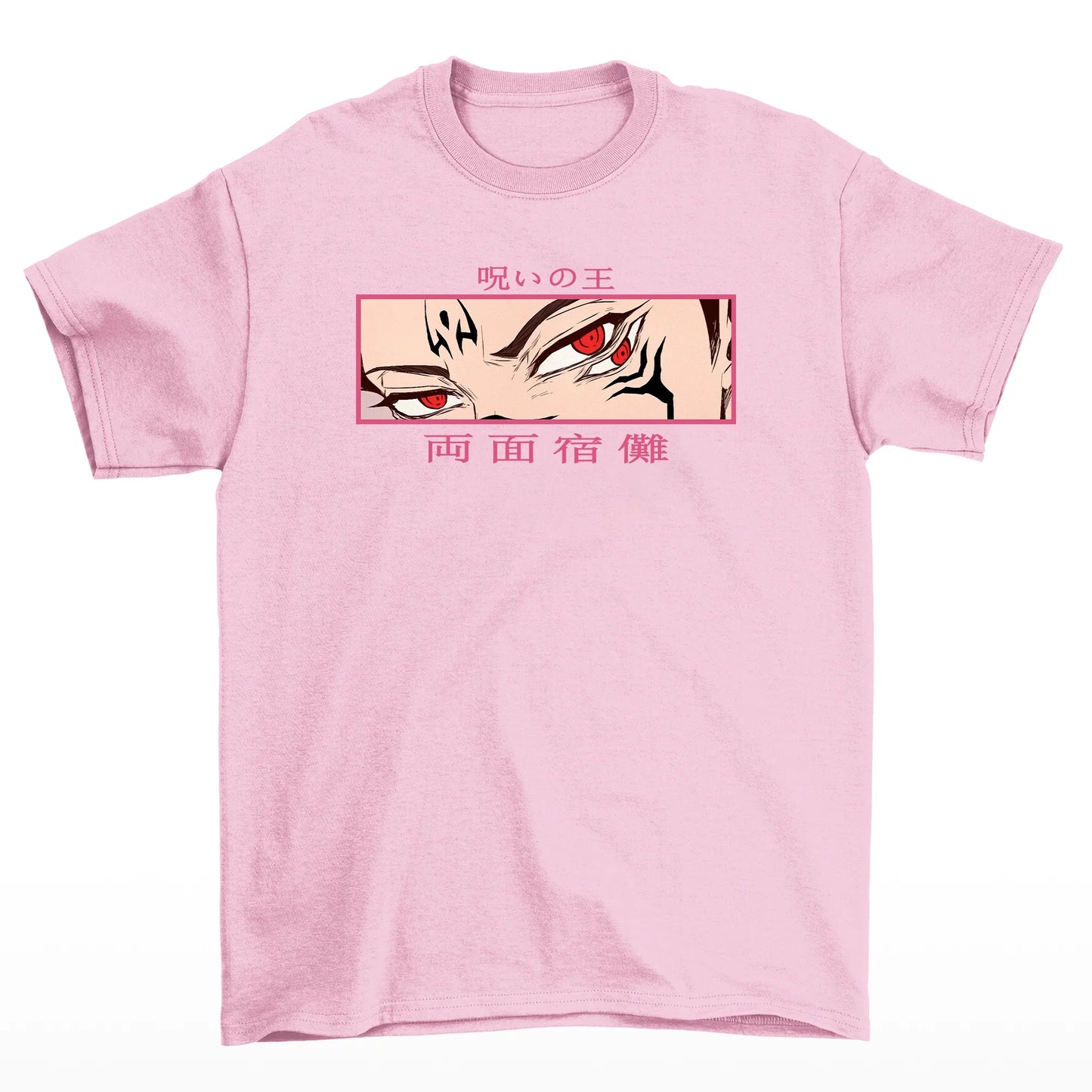 Camiseta Básica King of Curse Sukuna Jujutsu Kaisen - rosa bebe