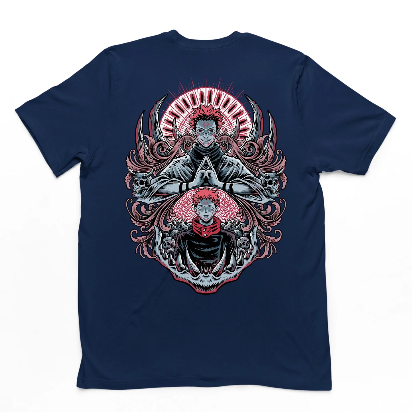 Camiseta Básica King of Curse Sukuna Jujutsu Kaisen - azul-marinho