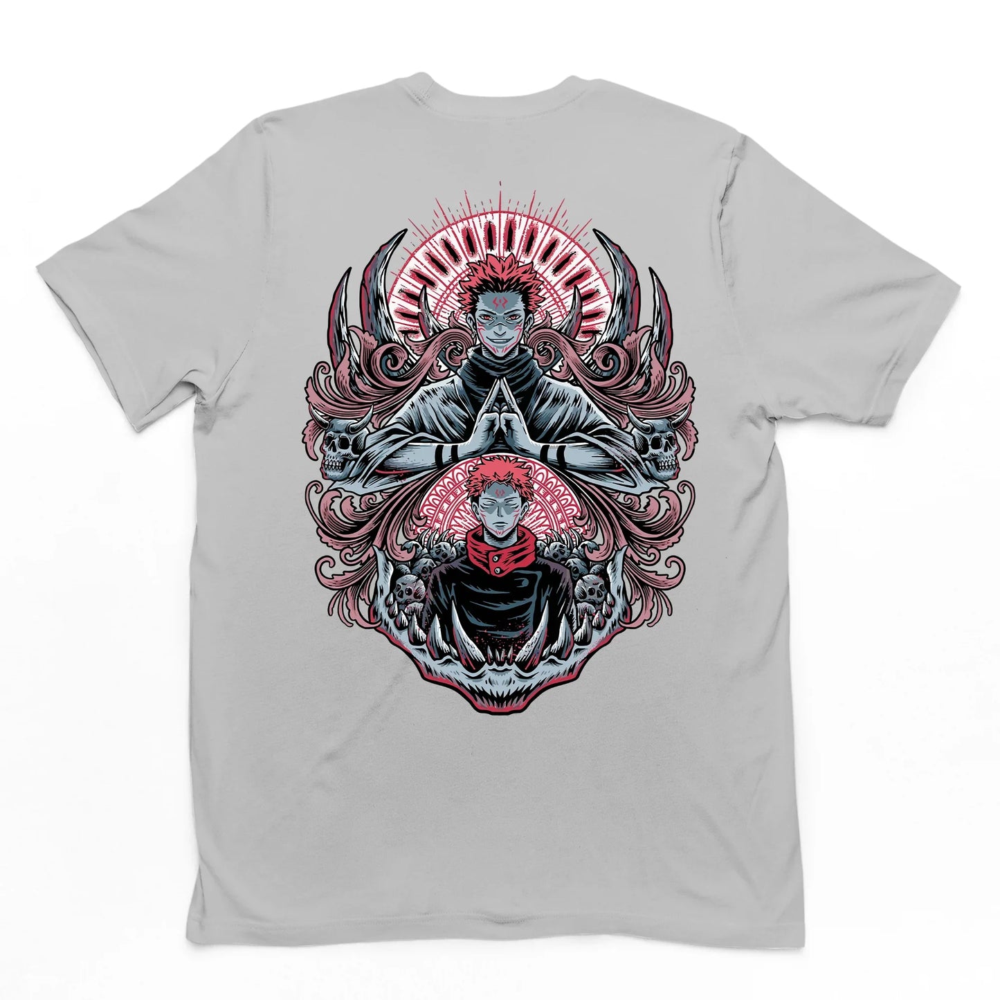 Camiseta Básica King of Curse Sukuna Jujutsu Kaisen - cinza