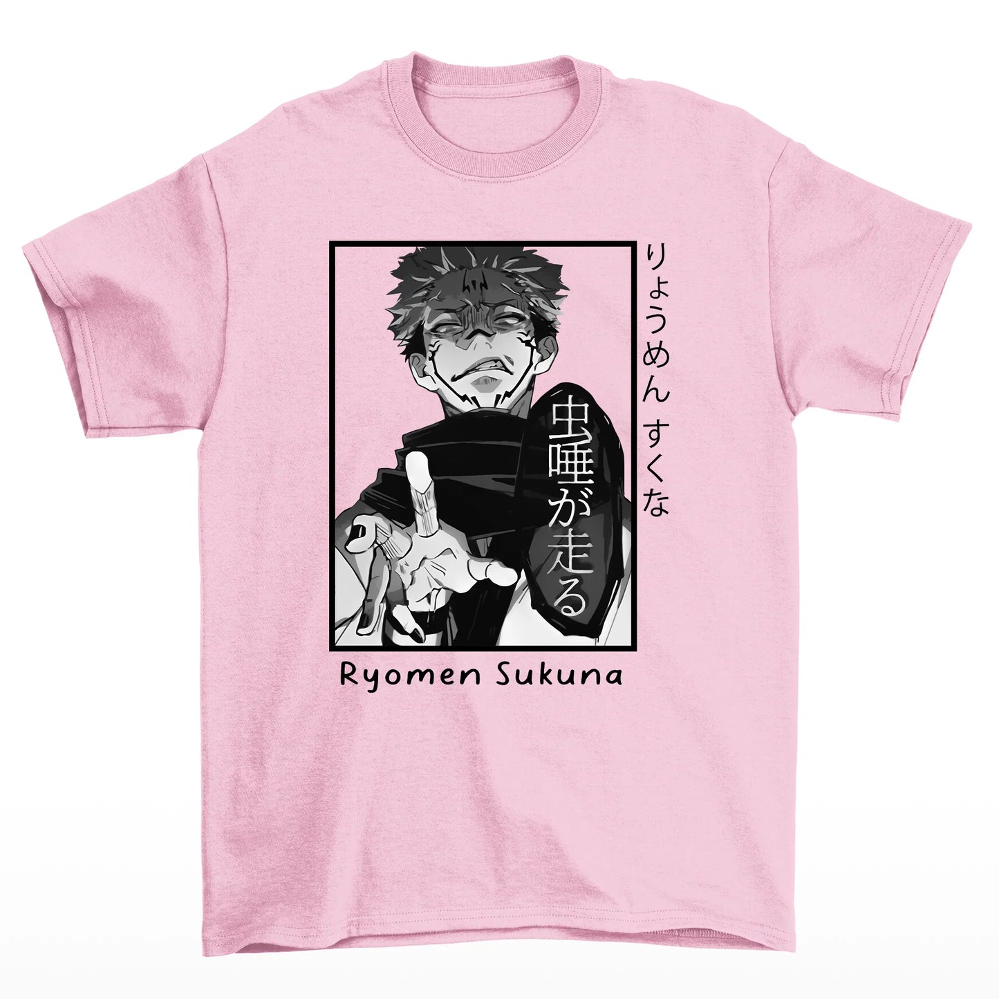 Camiseta Básica Ryomen Sukuna Jujutsu Kaisen- ROSA BEBE