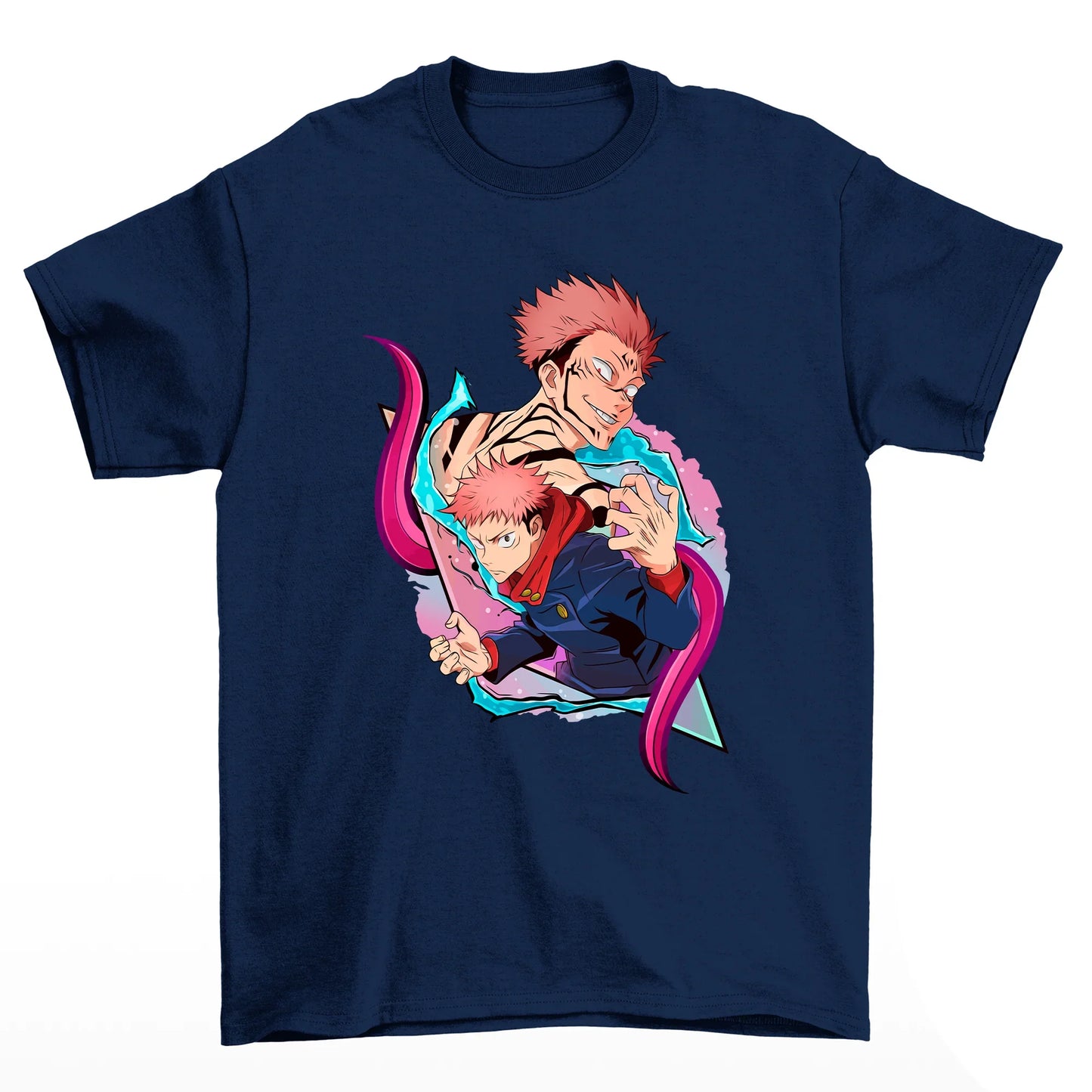 Camiseta Básica azul marinho Sukuna e Yuji Jujutsu Kaisen