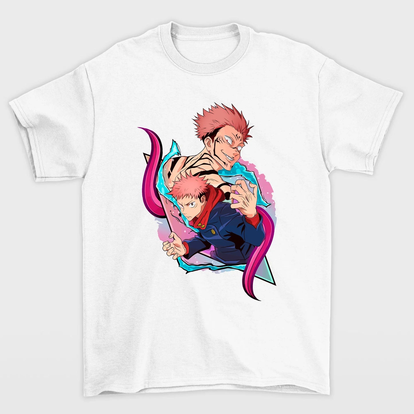 Camiseta Básica branco Sukuna e Yuji Jujutsu Kaisen
