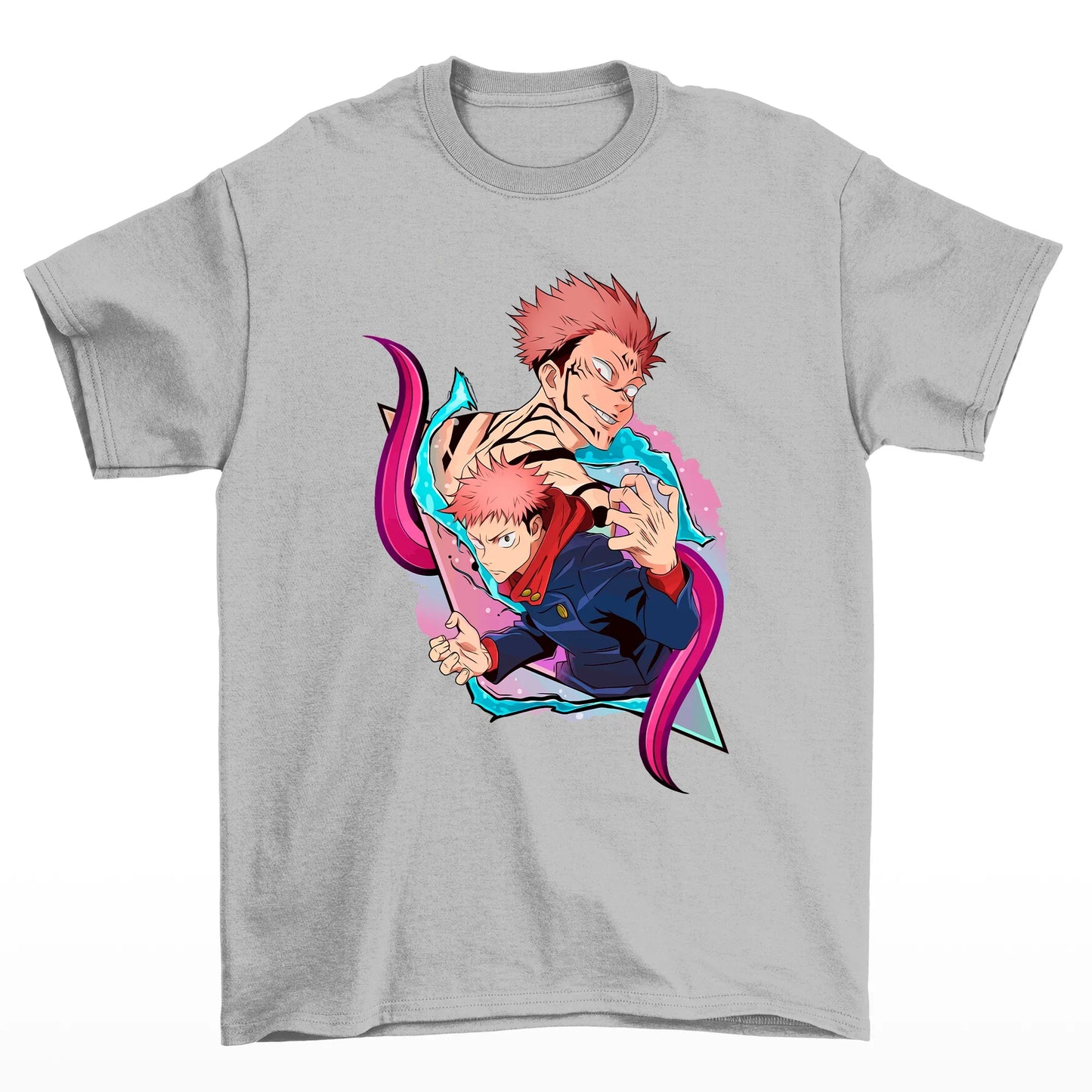 Camiseta Básica cinza Sukuna e Yuji Jujutsu Kaisen