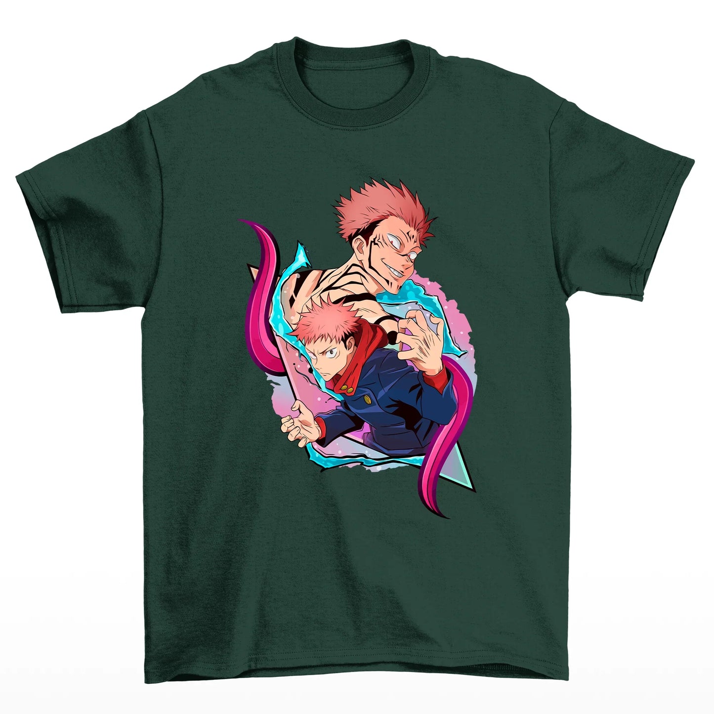 Camiseta Básica verde Sukuna e Yuji Jujutsu Kaisen