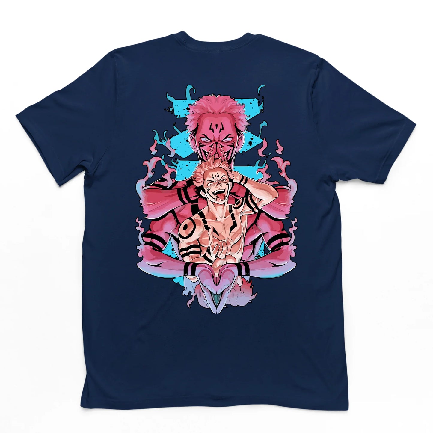 Camiseta Básica azul marinho Sukuna e Yuji Jujutsu Kaisen