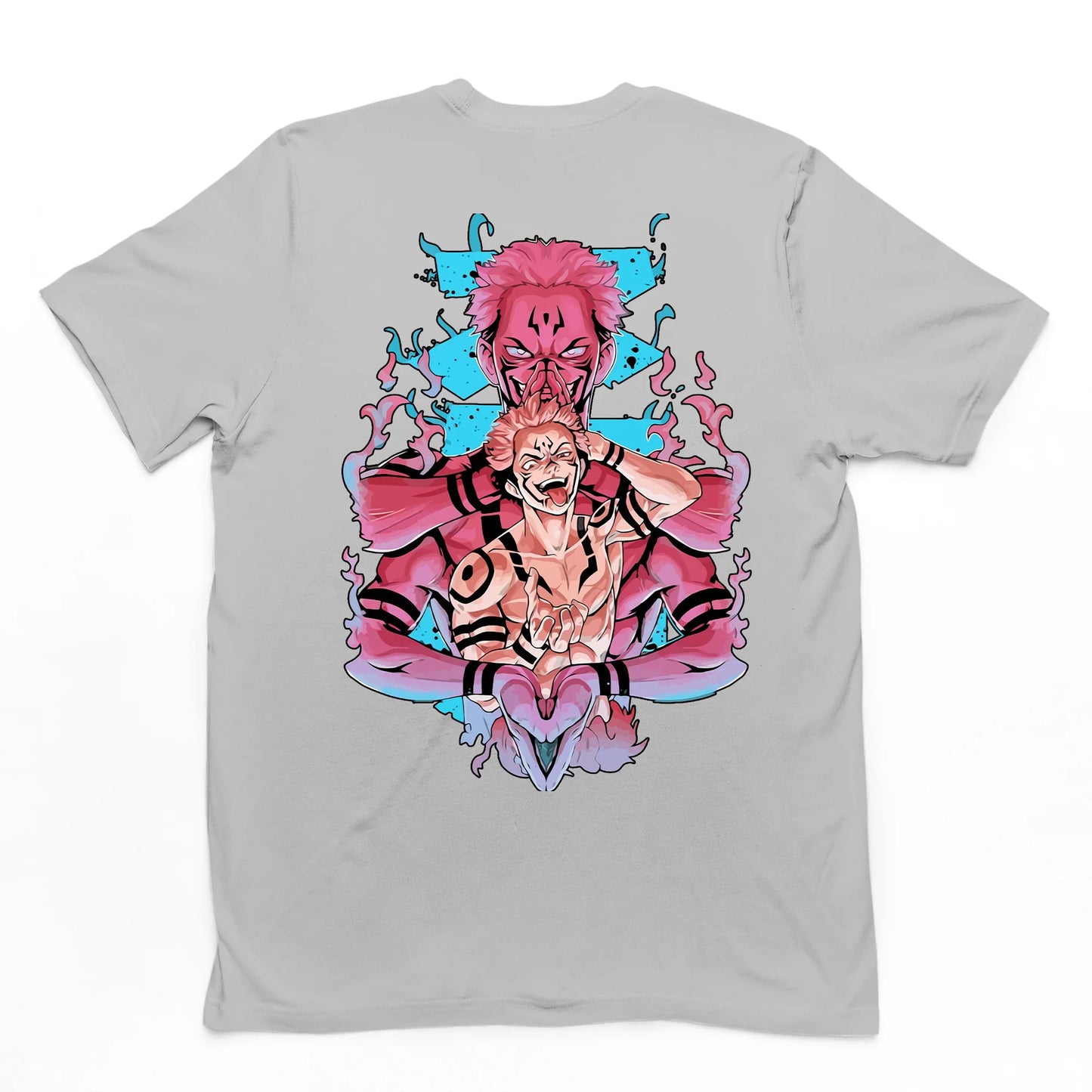 Camiseta Básica cinza Sukuna e Yuji Jujutsu Kaisen