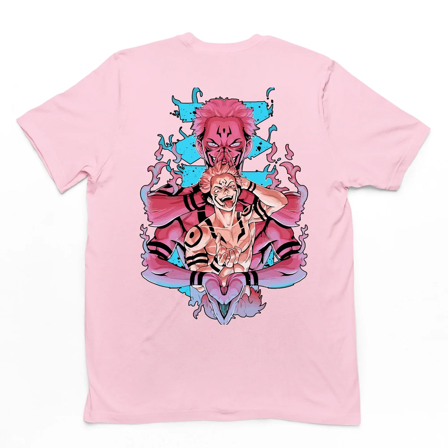 Camiseta Básica rosa bebê Sukuna e Yuji Jujutsu Kaisen