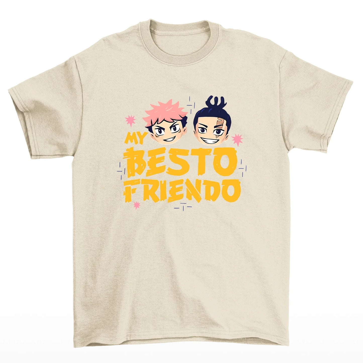 Camiseta Básica Pérola Chibi Yuji e Todo Jujutsu Kaisen Anime My Besto Friendo