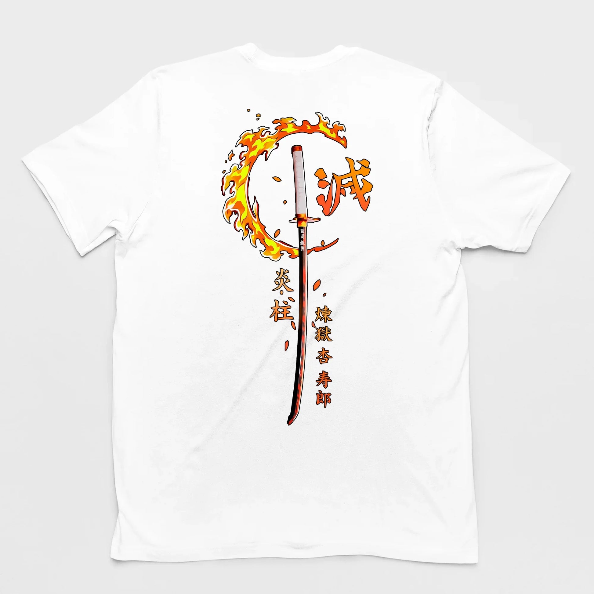 Camiseta Básica Branca Rengoku Kyojiro do Anime  Kimetsu No Yaiba