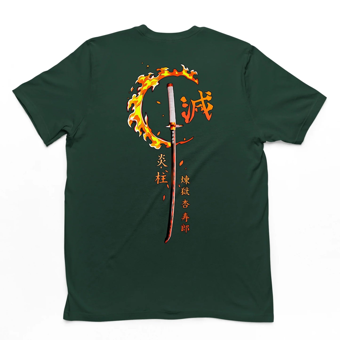 Camiseta Básica Verde Rengoku Kyojiro do Anime Kimetsu No Yaiba
