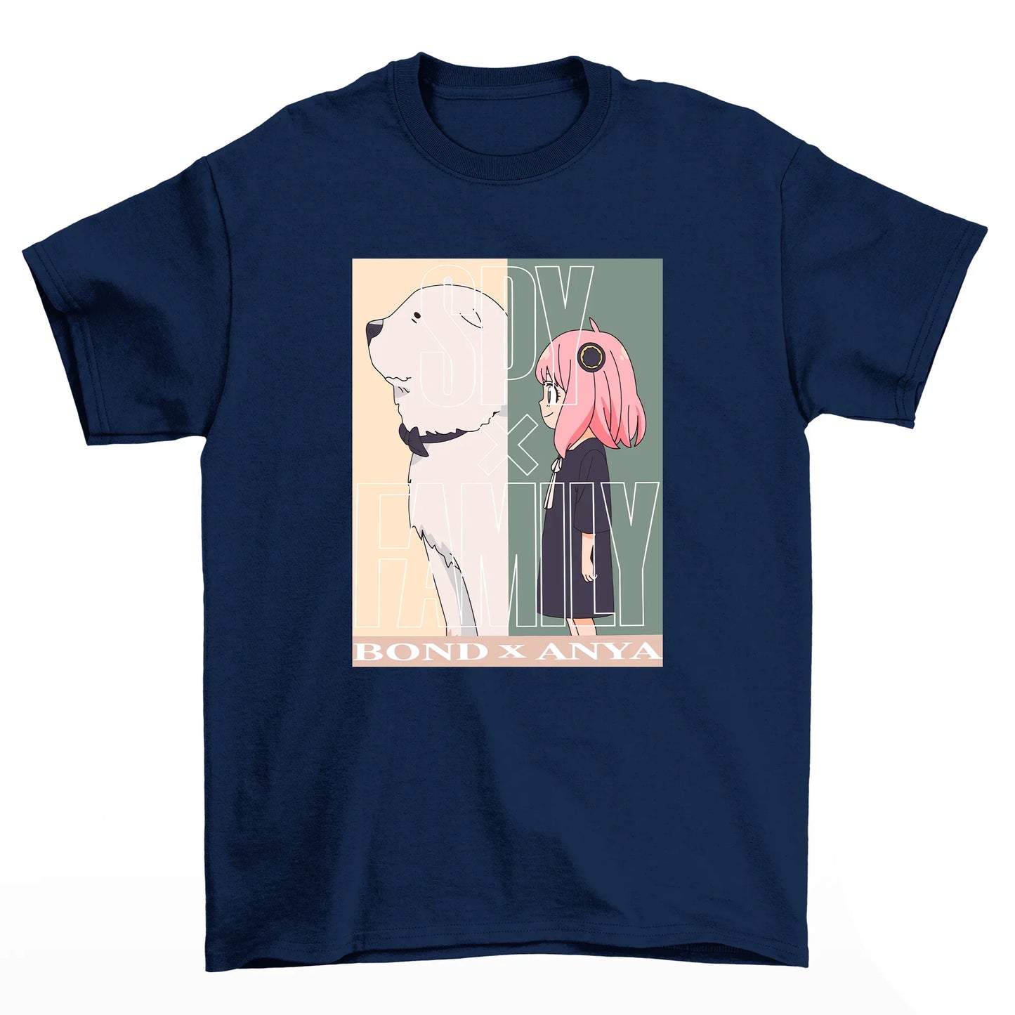 Camiseta Básica Unissex Anya X Lcon Spy X Family- Azul-Marinho