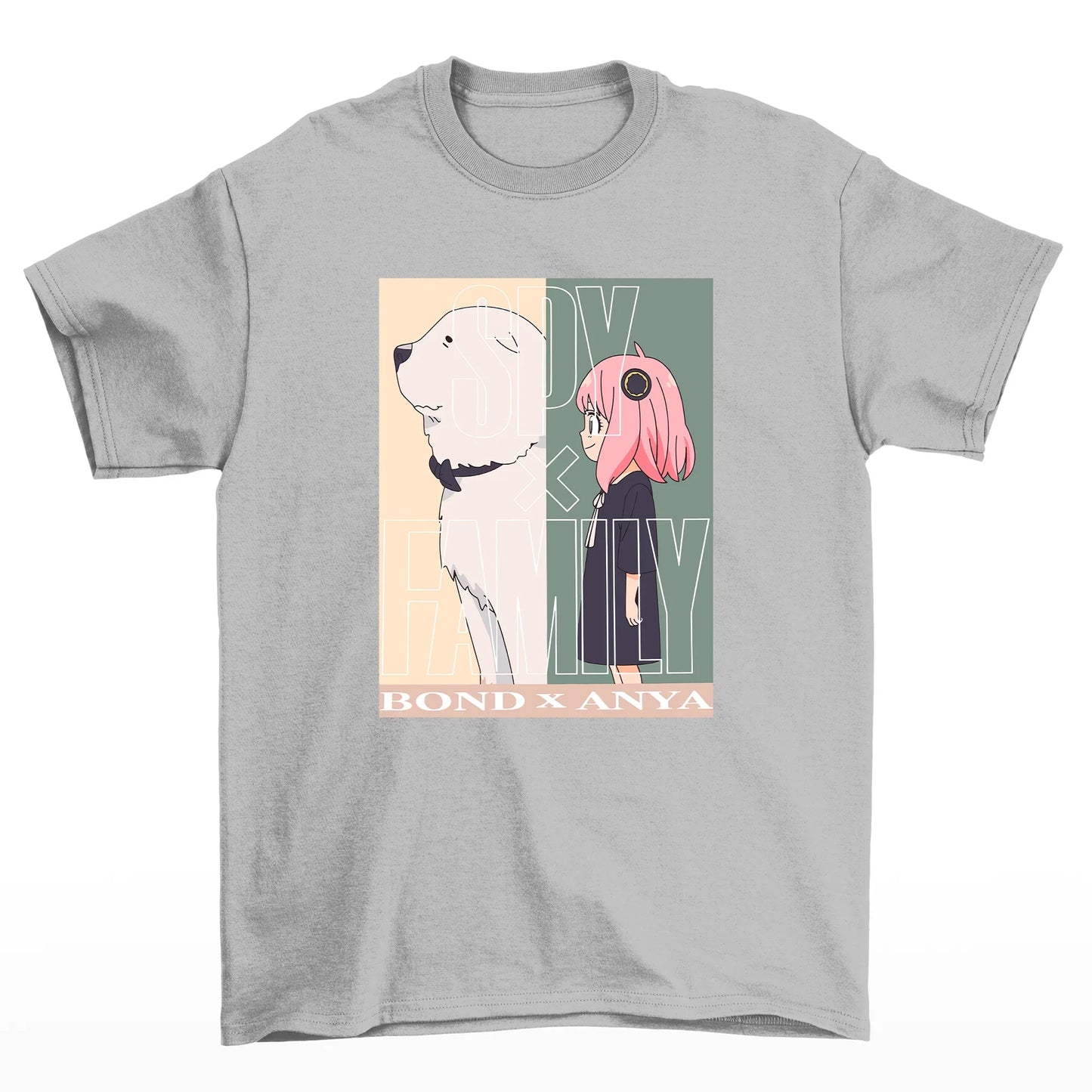 Camiseta Básica Unissex Anya X Lcon Spy X Family- Cinza