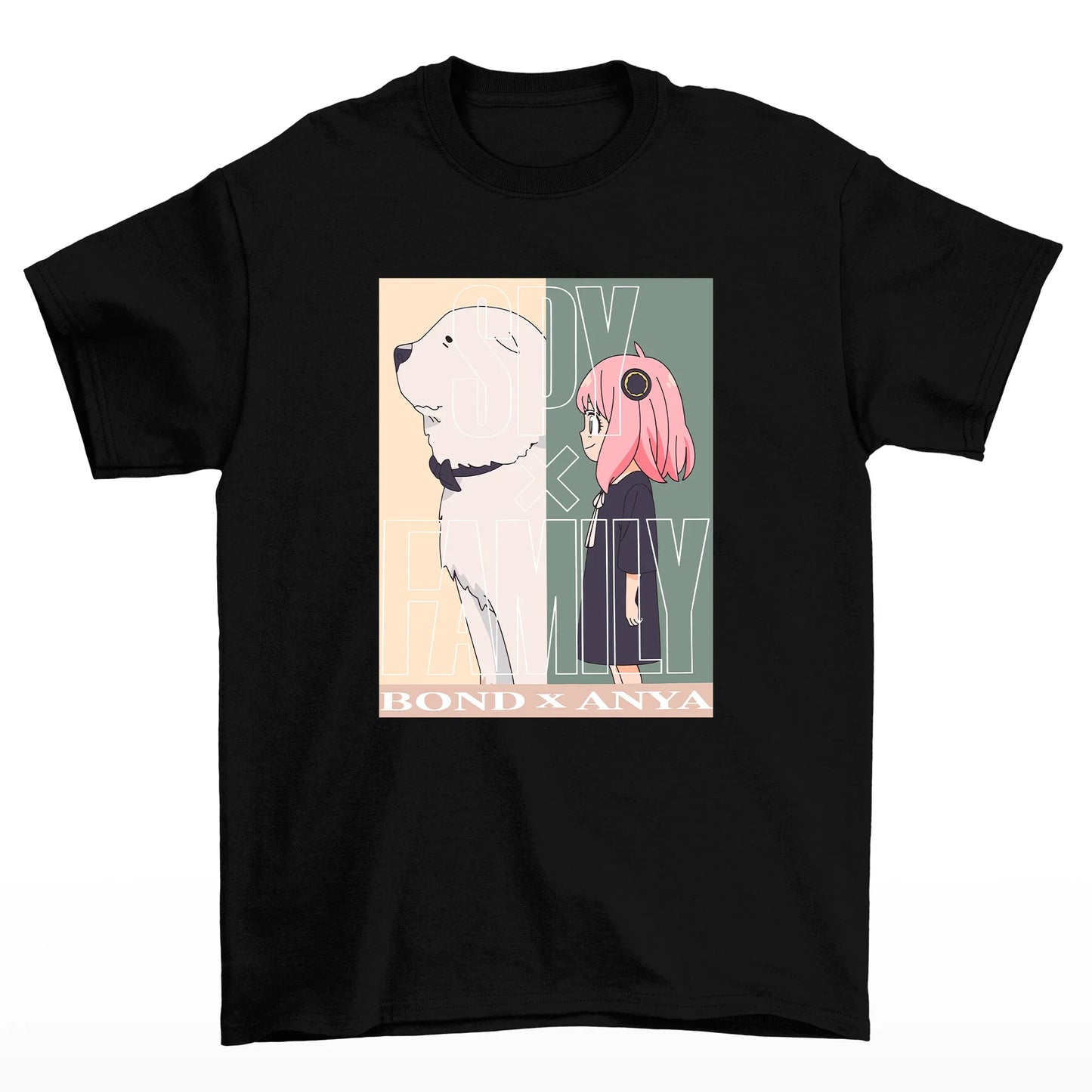 Camiseta Básica Unissex Anya X Lcon Spy X Family- Preto