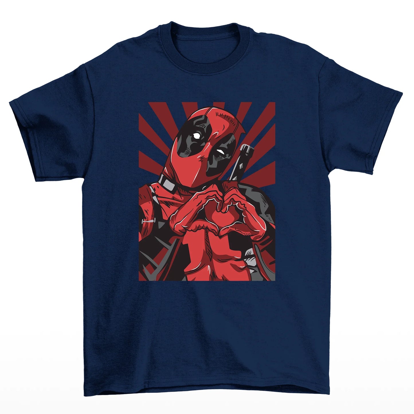 Camiseta Básica Deadpool Lovely Heart Azul marinho