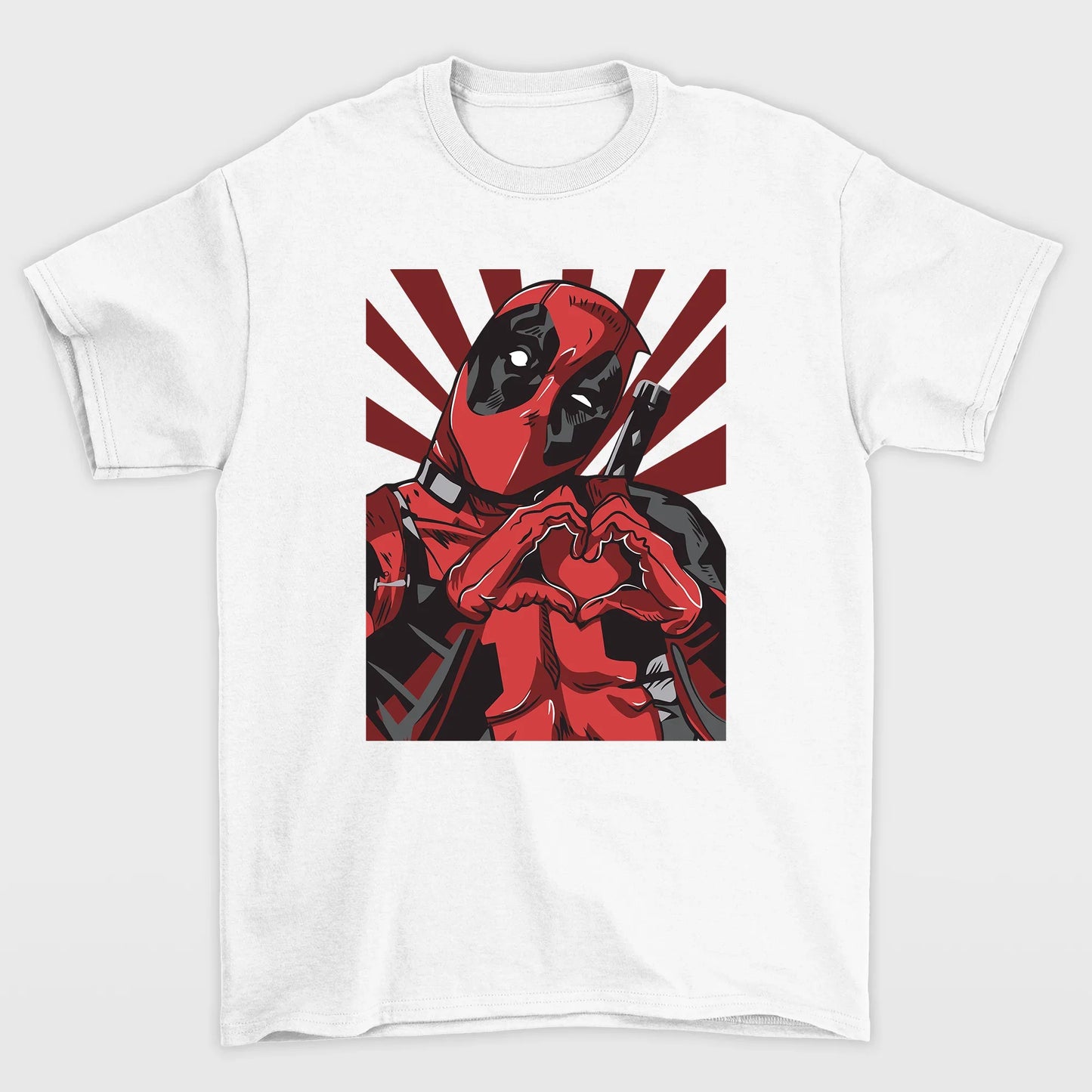 Camiseta Básica Deadpool Lovely Heart Branco