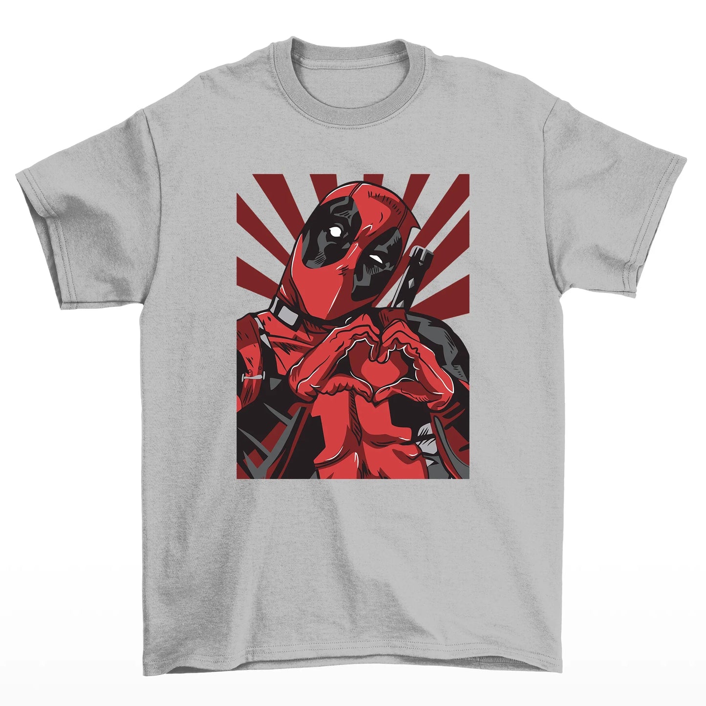 Camiseta Básica Deadpool Lovely Heart Cinza