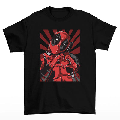 Camiseta Básica Deadpool Lovely Heart Preto