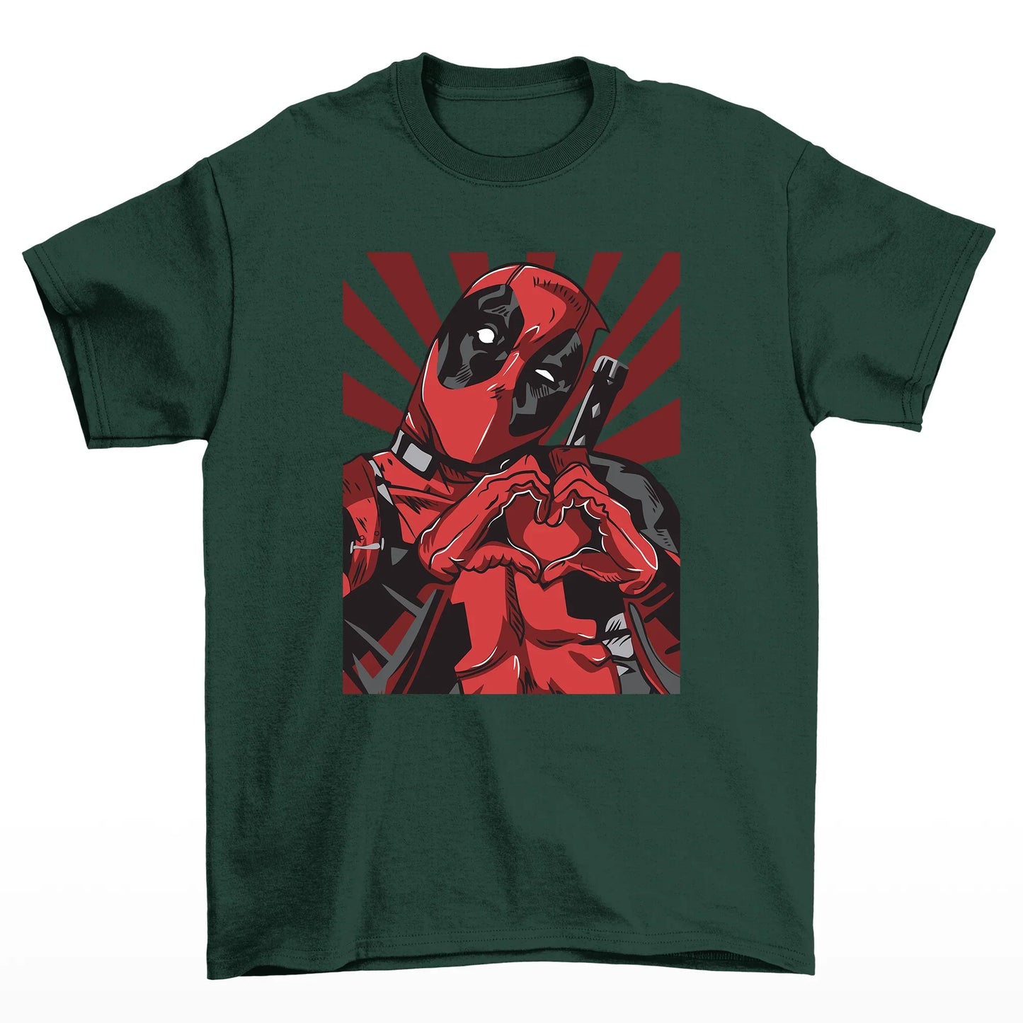 Camiseta Básica Deadpool Lovely Heart Verde