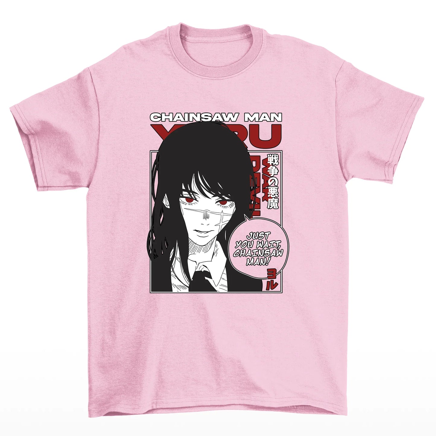 Camiseta Básica War Devil Chainsaw Man- Rosa Bebe