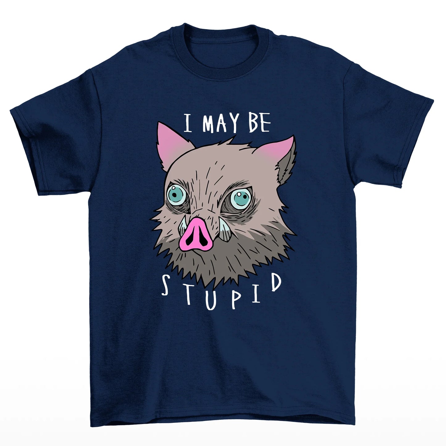 camiseta básica Azul Marinho com estampa de javali i maybe stupid