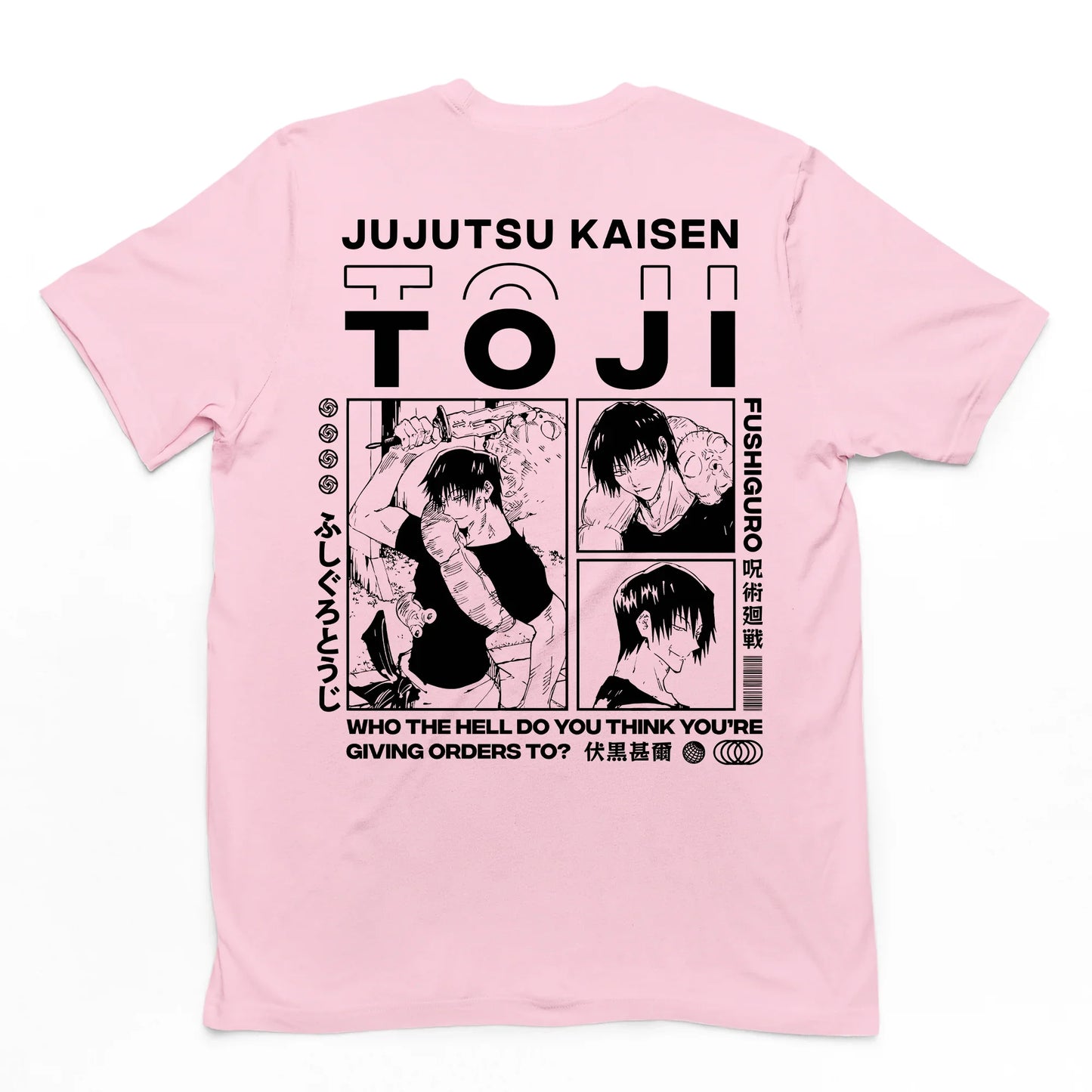 Camiseta Básica Unissex Jujutsu Kaisen Toji Fushiguro- rosa bebe