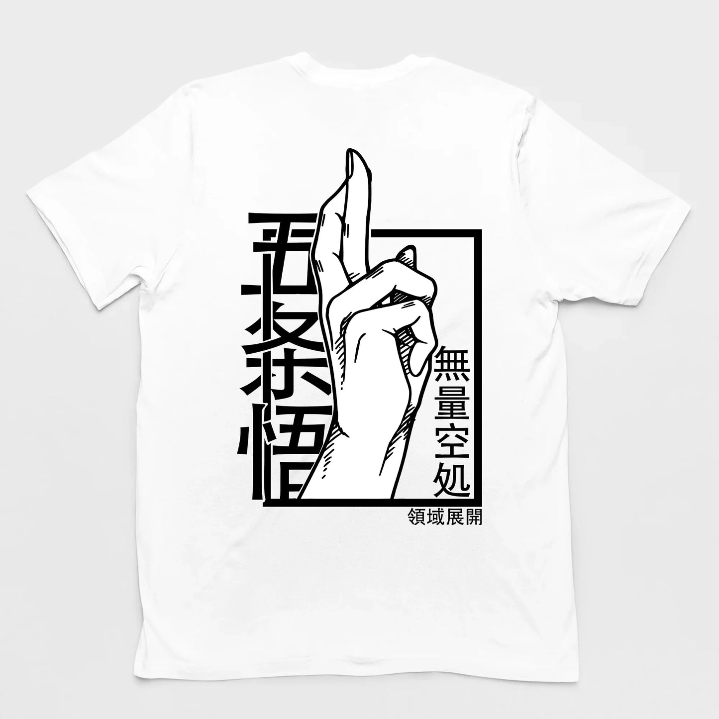 Camiseta Básica Branco Gojou Satoru Anime Jujutsu Kaisen