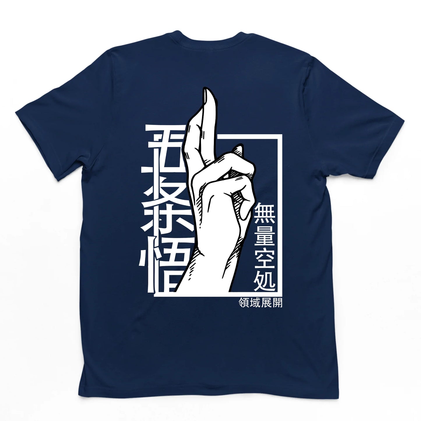 Camiseta Básica Azul Marinho Gojou Satoru Anime Jujutsu Kaisen