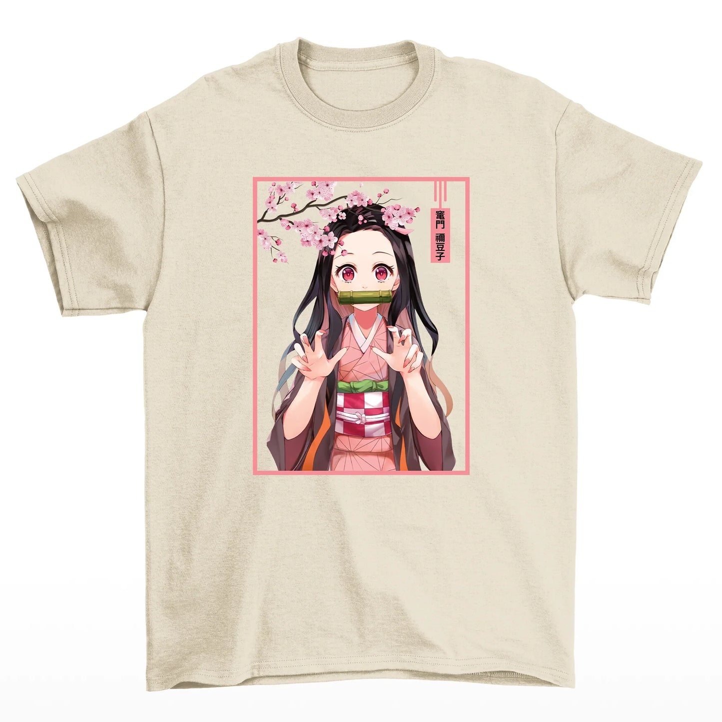 Camiseta Básica Unissex Cute Nezuko Flower Demon Slayer- Pérola