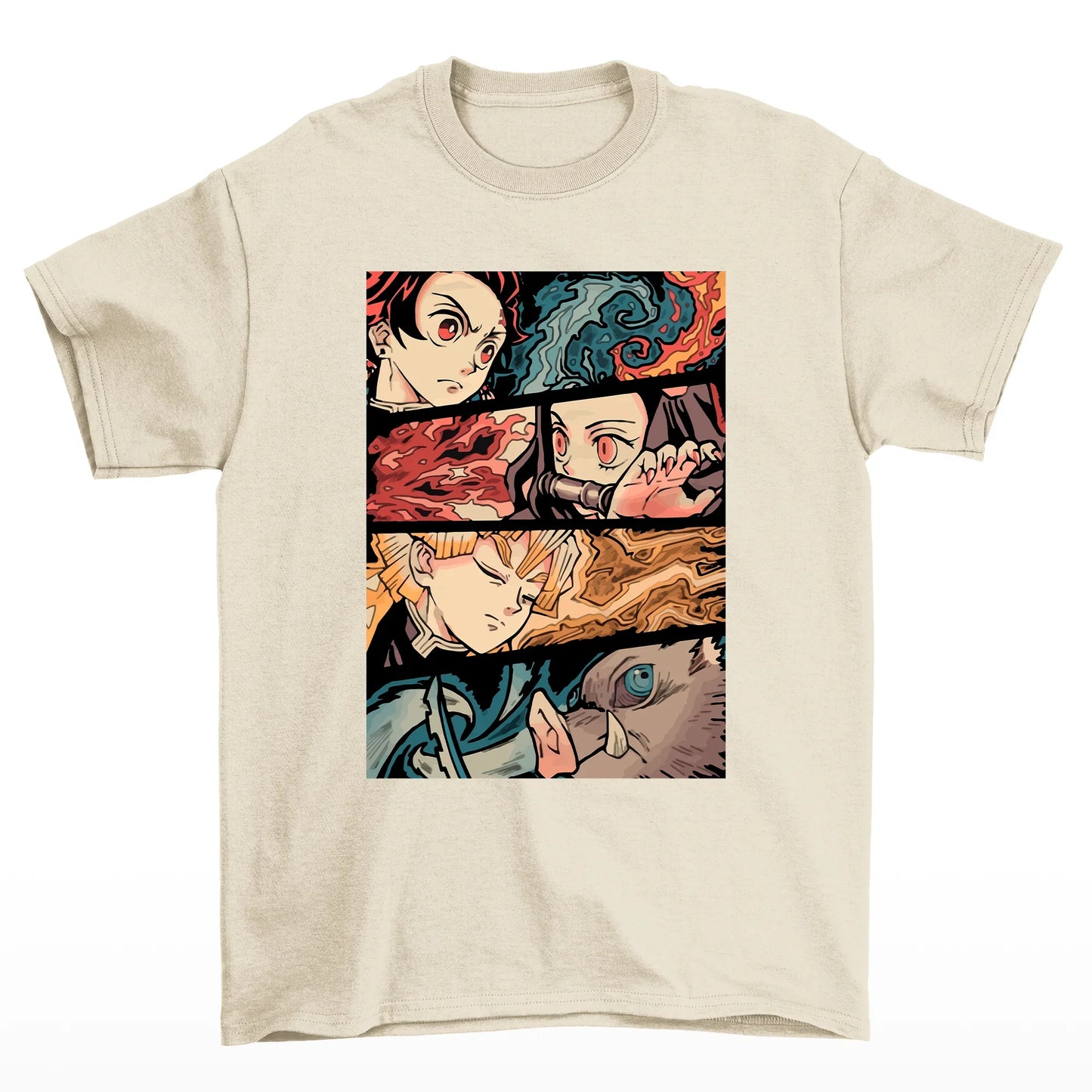 Camiseta Básica Unissex Demon Slayer Tanjiro Group- Pérola