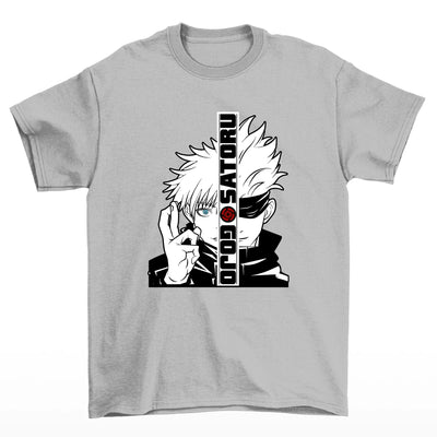Camiseta Básica cinza Gojou Satoru Anime Jujutsu Kaisen