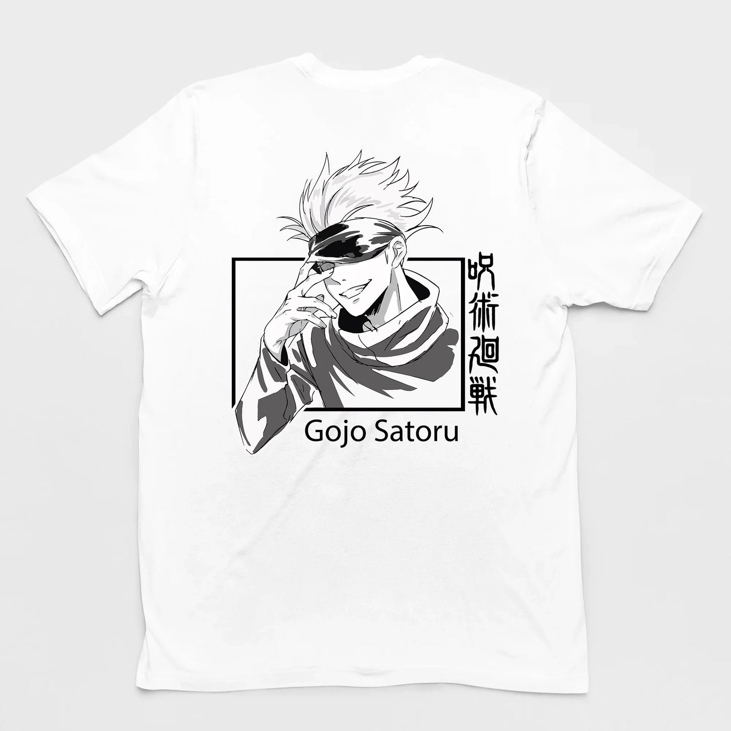 Camiseta Básica Gojou Satoru Anime Jujutsu Kaisen- branco