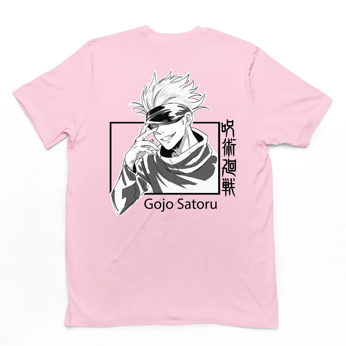 Camiseta Básica Gojou Satoru Anime Jujutsu Kaisen-rosa bebê